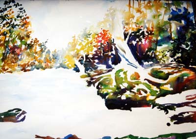 Sope Creek Tree, Mountain Stream Watercolor Painting Lesson 2
