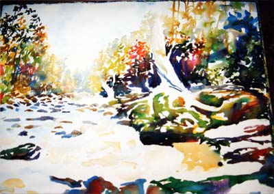 Sope Creek Tree, Mountain Stream Painting Tutorial 3