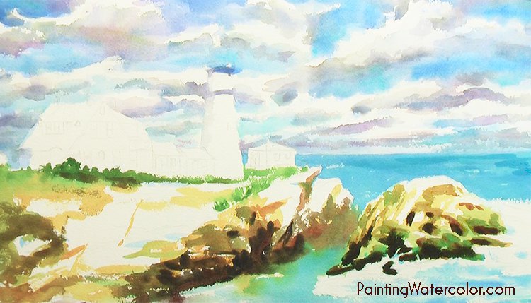 Portland Head Lighthouse Painting Tutorial 4